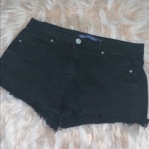 Black denim shorts